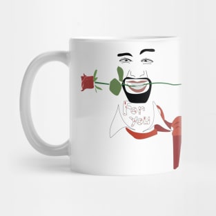 A Rose for You: A Bold Line Art Portrait Mug